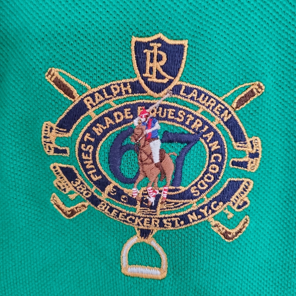 Women's Ralph Lauren green/navy equestrian short sleeve polo sz XL - Picture 4 of 6